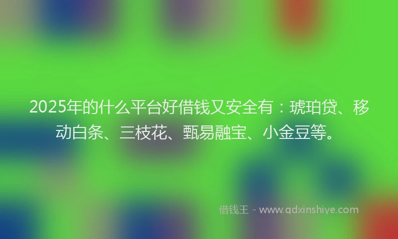 2025年的什么平台好借钱又安全有：琥珀贷、移动白条、三枝花、甄易融宝、小金豆等。