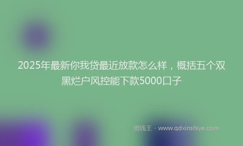 2025年最新你我贷最近放款怎么样，概括五个双黑烂户风控能下款5000口子