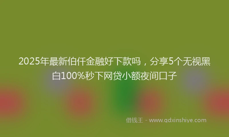 2025年最新伯仟金融好下款吗，分享5个无视黑白100%秒下网贷小额夜间口子