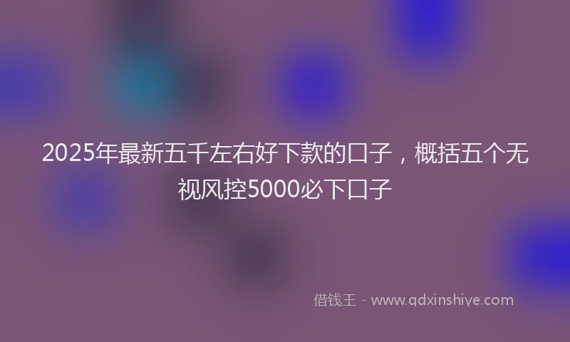 2025年最新五千左右好下款的口子，概括五个无视风控5000必下口子