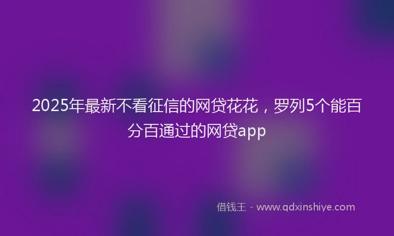 2025年最新不看征信的网贷花花，罗列5个能百分百通过的网贷app