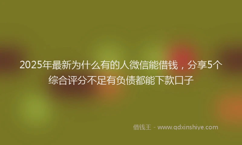 2025年最新为什么有的人微信能借钱，分享5个综合评分不足有负债都能下款口子