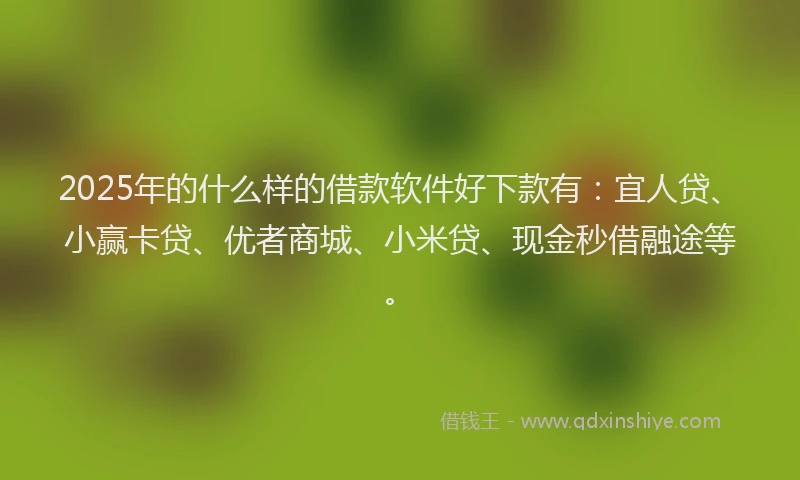 2025年的什么样的借款软件好下款有：宜人贷、小赢卡贷、优者商城、小米贷、现金秒借融途等。