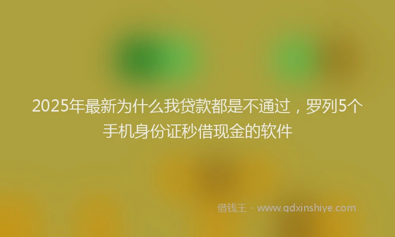 2025年最新为什么我贷款都是不通过，罗列5个手机身份证秒借现金的软件