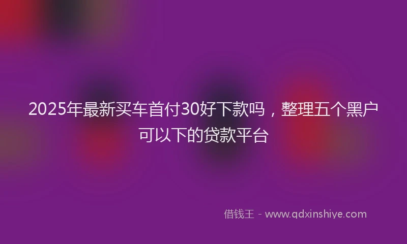 2025年最新买车首付30好下款吗，整理五个黑户可以下的贷款平台