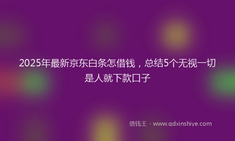 2025年最新京东白条怎借钱，总结5个无视一切是人就下款口子