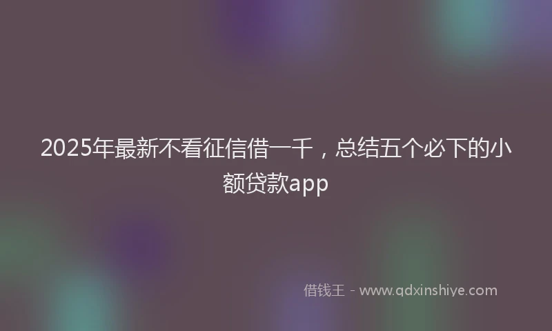 2025年最新不看征信借一千，总结五个必下的小额贷款app