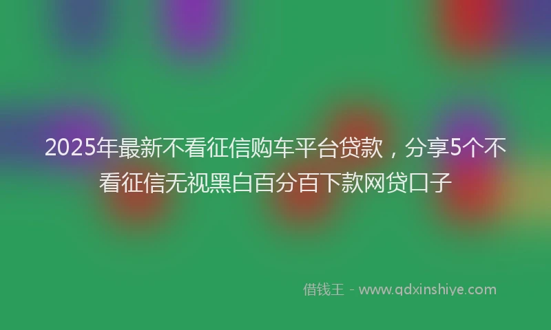2025年最新不看征信购车平台贷款，分享5个不看征信无视黑白百分百下款网贷口子