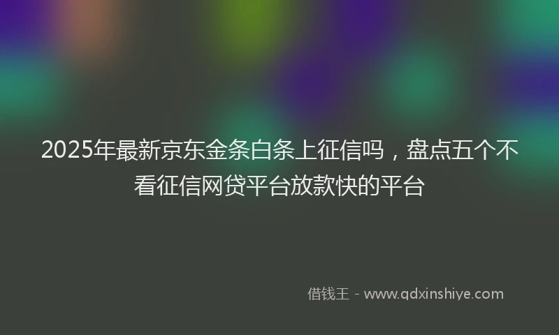 2025年最新京东金条白条上征信吗，盘点五个不看征信网贷平台放款快的平台