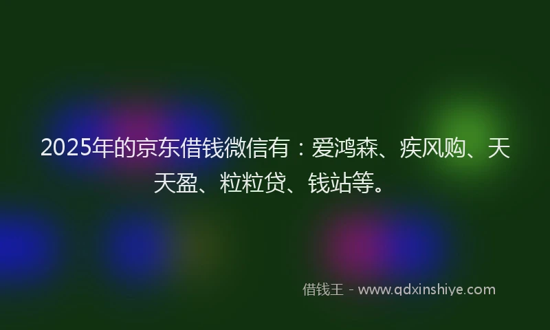 2025年的京东借钱微信有：爱鸿森、疾风购、天天盈、粒粒贷、钱站等。