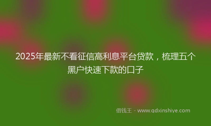 2025年最新不看征信高利息平台贷款，梳理五个黑户快速下款的口子