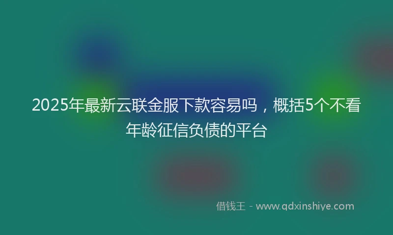 2025年最新云联金服下款容易吗，概括5个不看年龄征信负债的平台