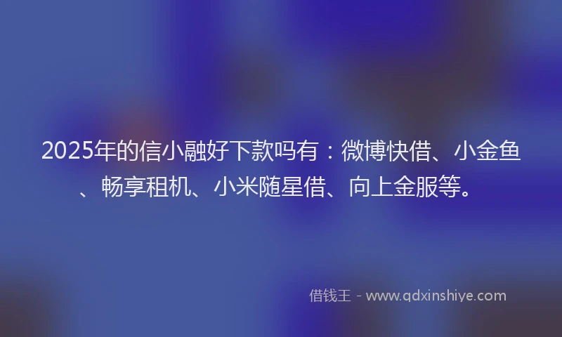 2025年的信小融好下款吗有：微博快借、小金鱼、畅享租机、小米随星借、向上金服等。