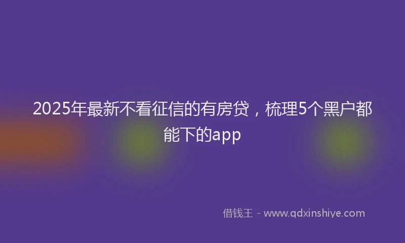 2025年最新不看征信的有房贷，梳理5个黑户都能下的app