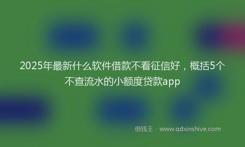 2025年最新什么软件借款不看征信好，概括5个不查流水的小额度贷款app