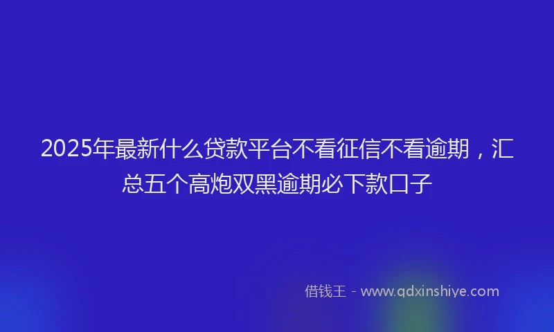 2025年最新什么贷款平台不看征信不看逾期，汇总五个高炮双黑逾期必下款口子