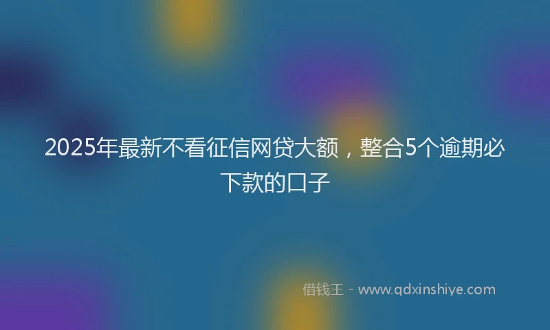 2025年最新不看征信网贷大额，整合5个逾期必下款的口子