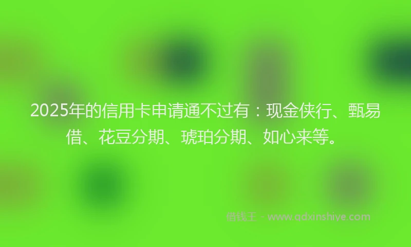 2025年的信用卡申请通不过有：现金侠行、甄易借、花豆分期、琥珀分期、如心来等。