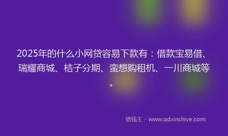 2025年的什么小网贷容易下款有：借款宝易借、瑞耀商城、桔子分期、蛮想购租机、一川商城等。