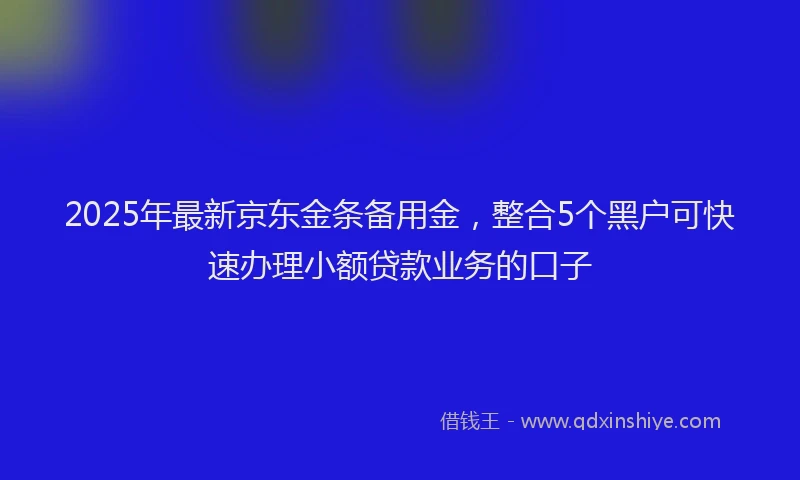 2025年最新京东金条备用金，整合5个黑户可快速办理小额贷款业务的口子