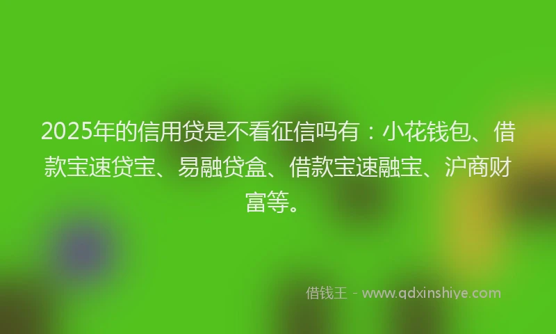 2025年的信用贷是不看征信吗有：小花钱包、借款宝速贷宝、易融贷盒、借款宝速融宝、沪商财富等。