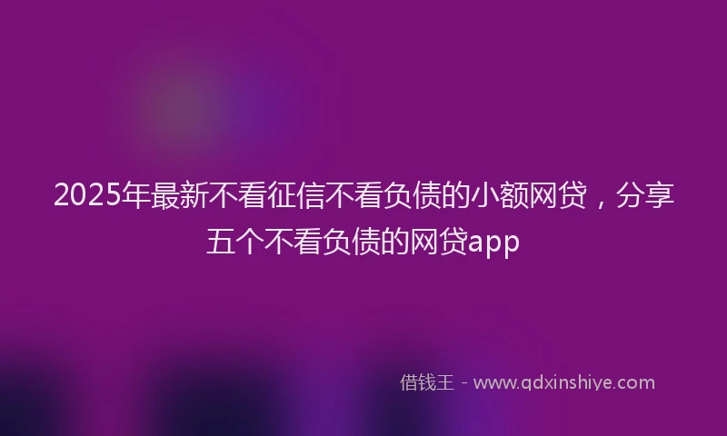 2025年最新不看征信不看负债的小额网贷，分享五个不看负债的网贷app