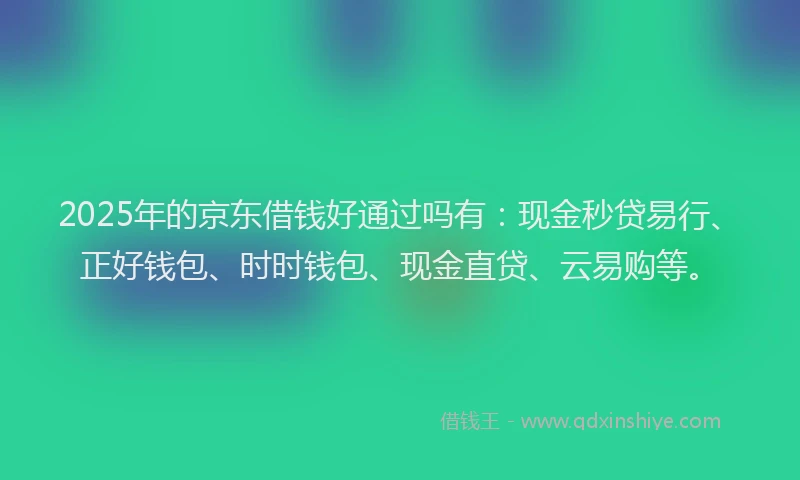 2025年的京东借钱好通过吗有：现金秒贷易行、正好钱包、时时钱包、现金直贷、云易购等。