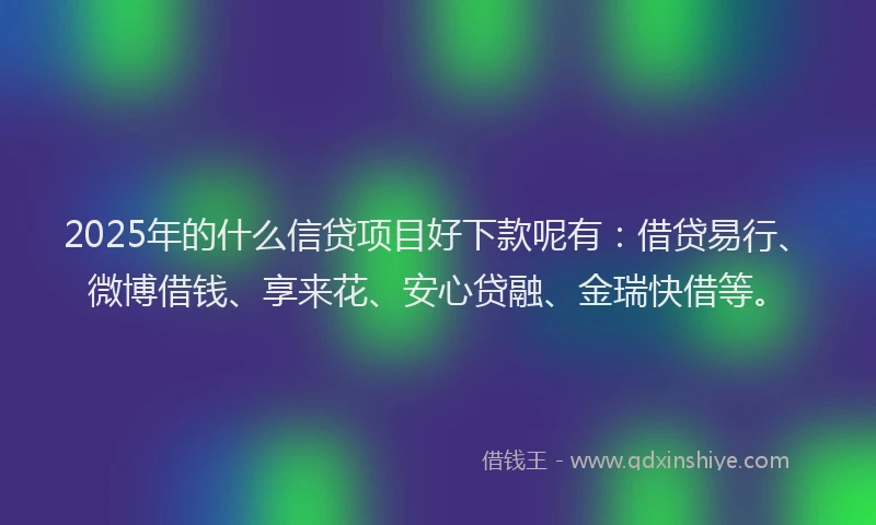 2025年的什么信贷项目好下款呢有：借贷易行、微博借钱、享来花、安心贷融、金瑞快借等。
