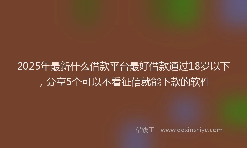 2025年最新什么借款平台最好借款通过18岁以下，分享5个可以不看征信就能下款的软件