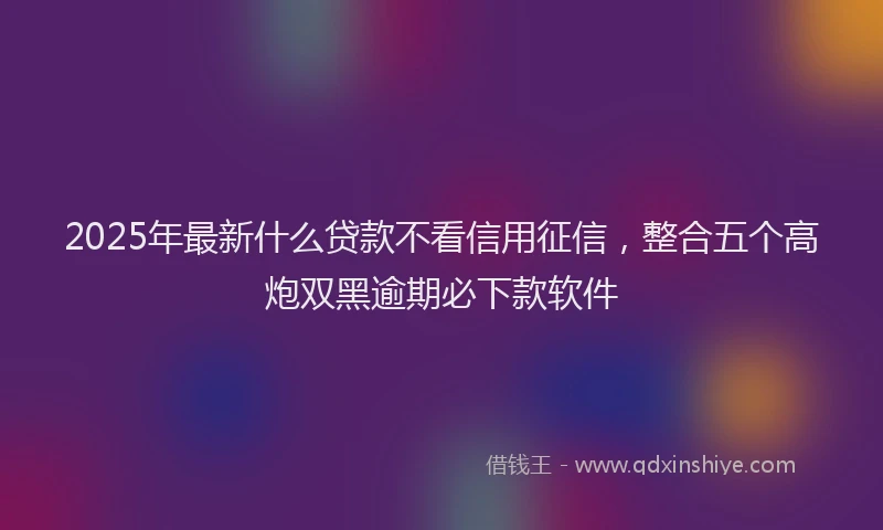 2025年最新什么贷款不看信用征信，整合五个高炮双黑逾期必下款软件