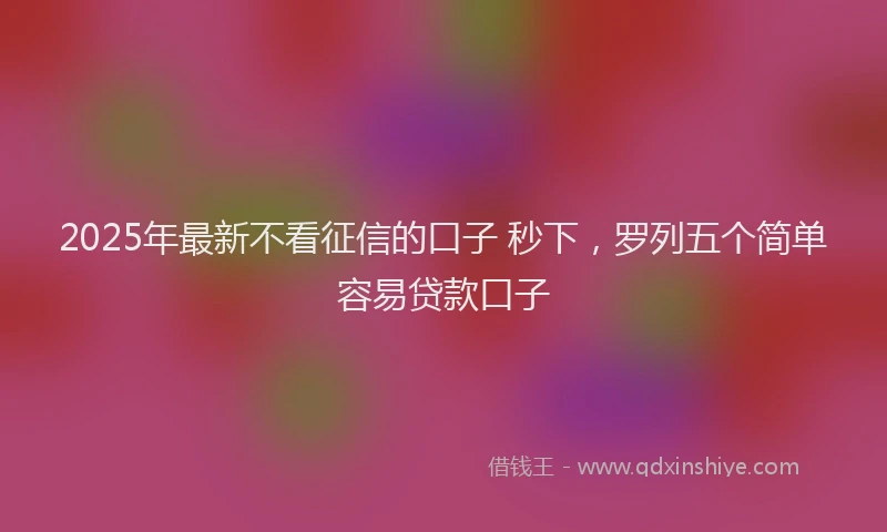 2025年最新不看征信的口子 秒下，罗列五个简单容易贷款口子