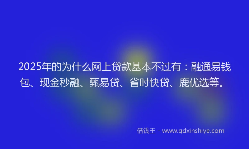 2025年的为什么网上贷款基本不过有：融通易钱包、现金秒融、甄易贷、省时快贷、鹿优选等。