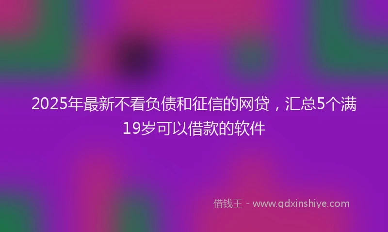2025年最新不看负债和征信的网贷，汇总5个满19岁可以借款的软件