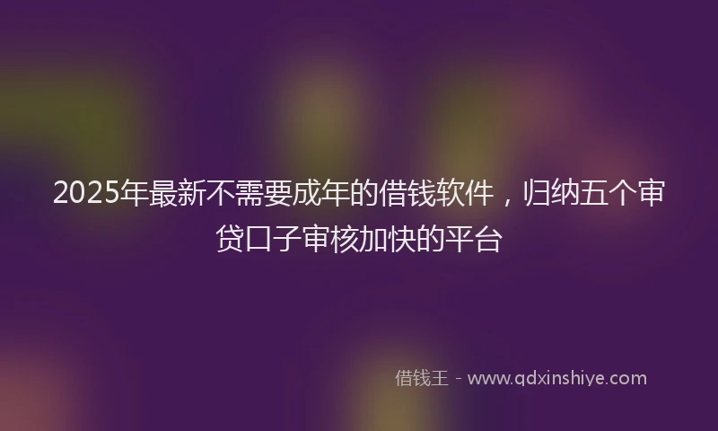 2025年最新不需要成年的借钱软件，归纳五个审贷口子审核加快的平台