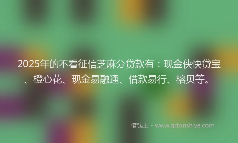 2025年的不看征信芝麻分贷款有：现金侠快贷宝、橙心花、现金易融通、借款易行、榕贝等。