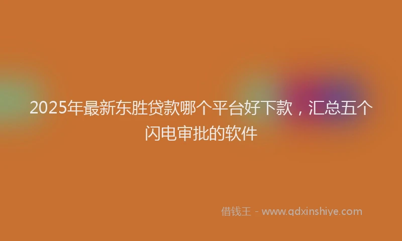 2025年最新东胜贷款哪个平台好下款，汇总五个闪电审批的软件
