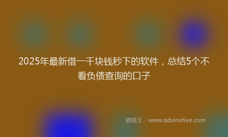 2025年最新借一千块钱秒下的软件，总结5个不看负债查询的口子