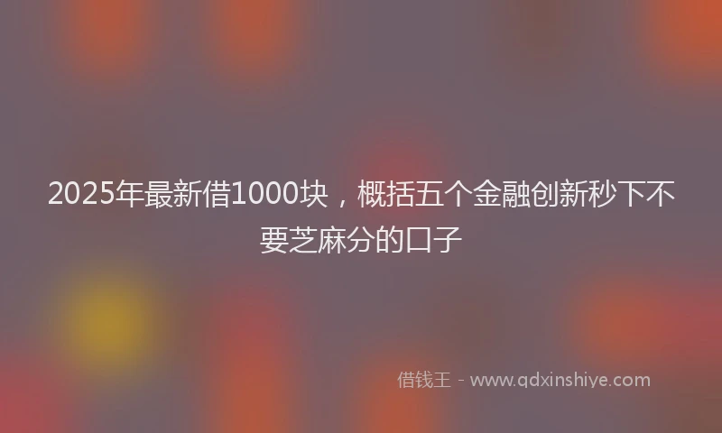 2025年最新借1000块，概括五个金融创新秒下不要芝麻分的口子