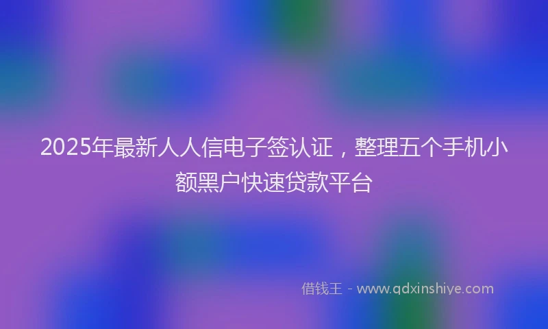 2025年最新人人信电子签认证，整理五个手机小额黑户快速贷款平台