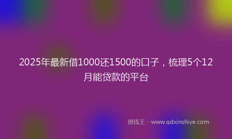 2025年最新借1000还1500的口子，梳理5个12月能贷款的平台