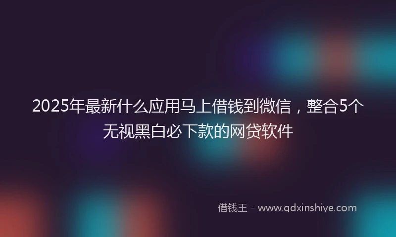 2025年最新什么应用马上借钱到微信，整合5个无视黑白必下款的网贷软件