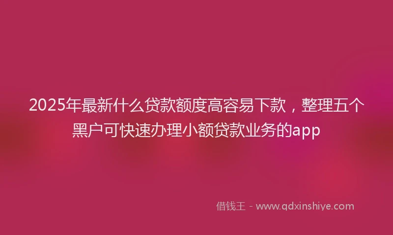 2025年最新什么贷款额度高容易下款，整理五个黑户可快速办理小额贷款业务的app