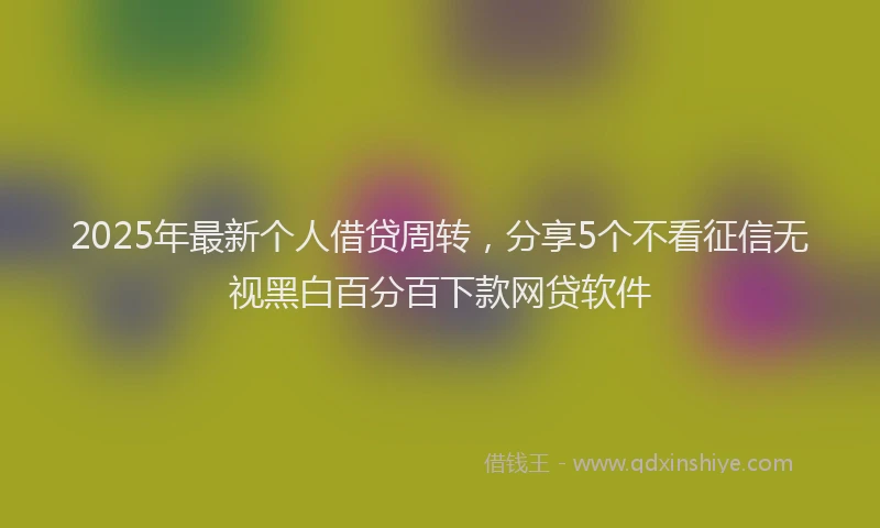 2025年最新个人借贷周转，分享5个不看征信无视黑白百分百下款网贷软件