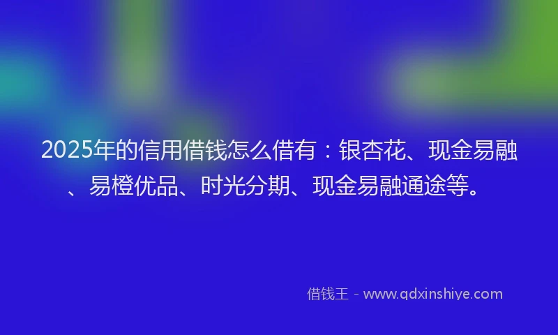 2025年的信用借钱怎么借有：银杏花、现金易融、易橙优品、时光分期、现金易融通途等。