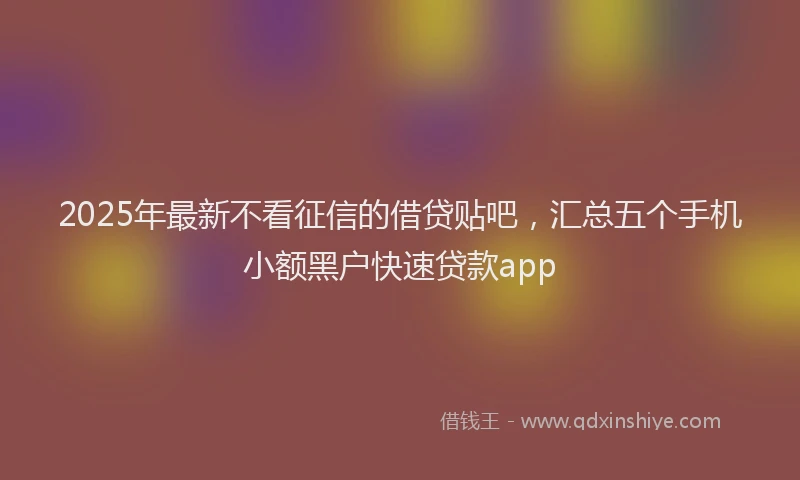 2025年最新不看征信的借贷贴吧，汇总五个手机小额黑户快速贷款app