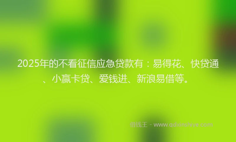 2025年的不看征信应急贷款有：易得花、快贷通、小赢卡贷、爱钱进、新浪易借等。