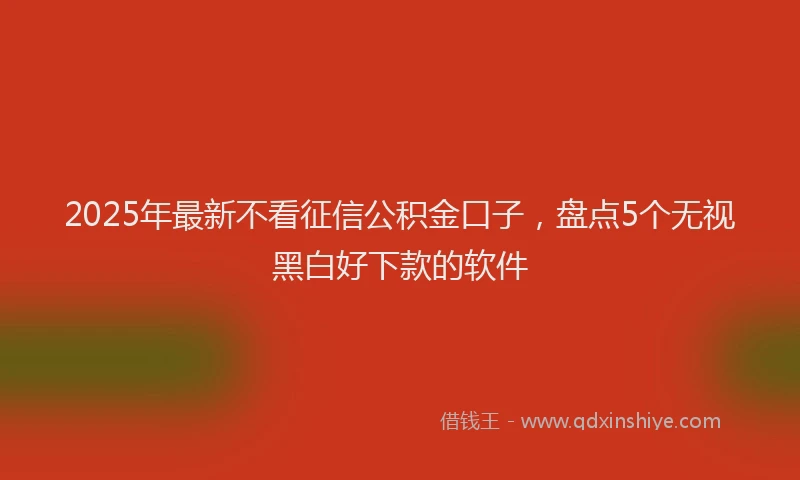 2025年最新不看征信公积金口子，盘点5个无视黑白好下款的软件