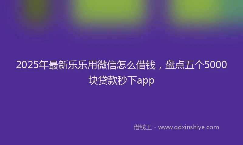2025年最新乐乐用微信怎么借钱，盘点五个5000块贷款秒下app