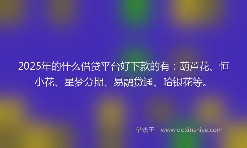 2025年的什么借贷平台好下款的有：葫芦花、恒小花、星梦分期、易融贷通、哈银花等。