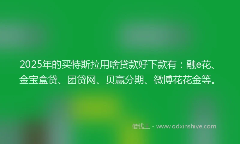 2025年的买特斯拉用啥贷款好下款有：融e花、金宝盒贷、团贷网、贝赢分期、微博花花金等。